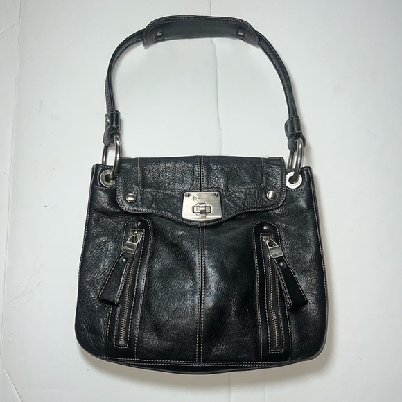 B Makowsky Black Pebbled Leather Handbag - Picture 12 of 14